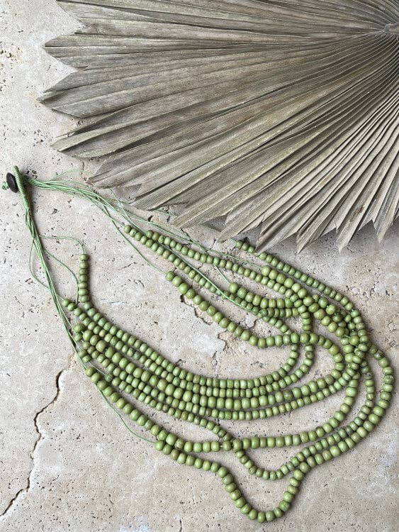 Timber Bead Necklace - Waimea - Green