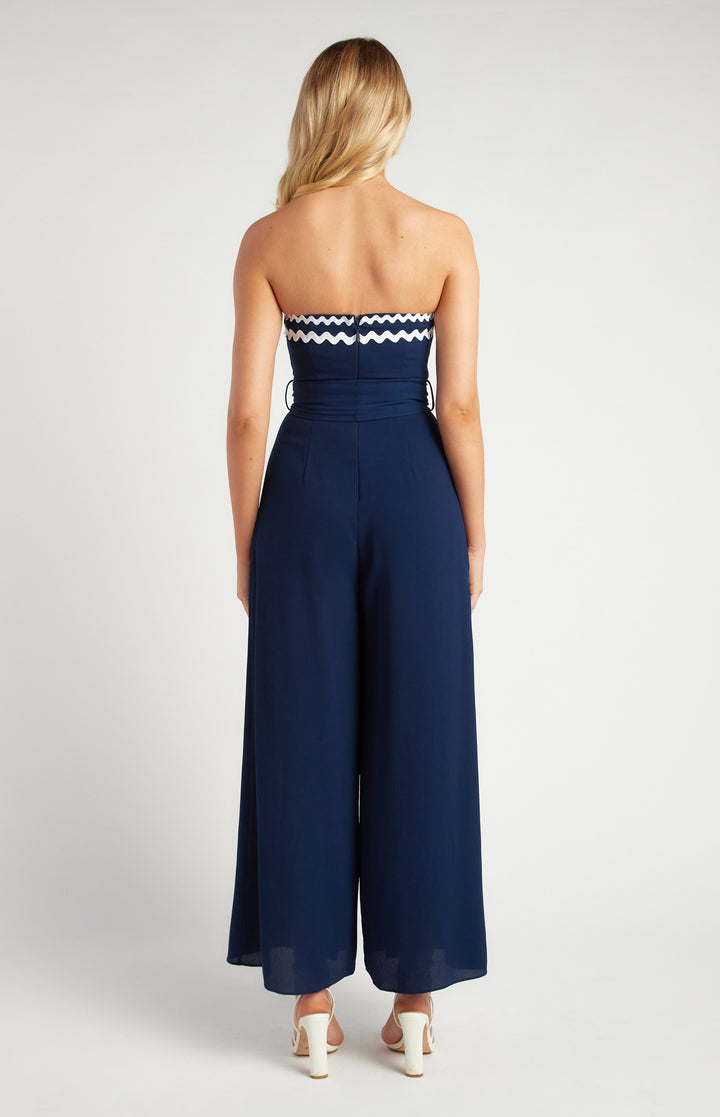 Wave trim split leg jumpsuit